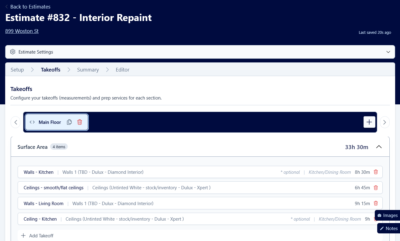 Paint Bid Ninja dashboard